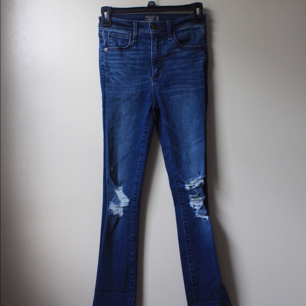 Abercrombie Dark wash ripped jeans